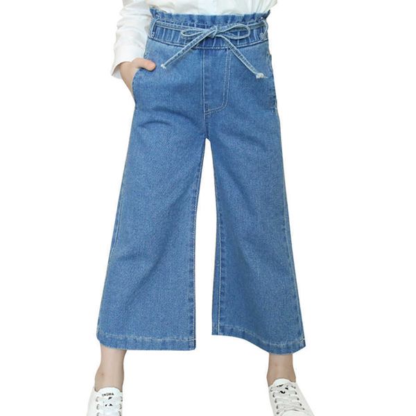 

girls jeans bow kids girl high waist kid's casual style children's clothing spring autumn 210528, Blue
