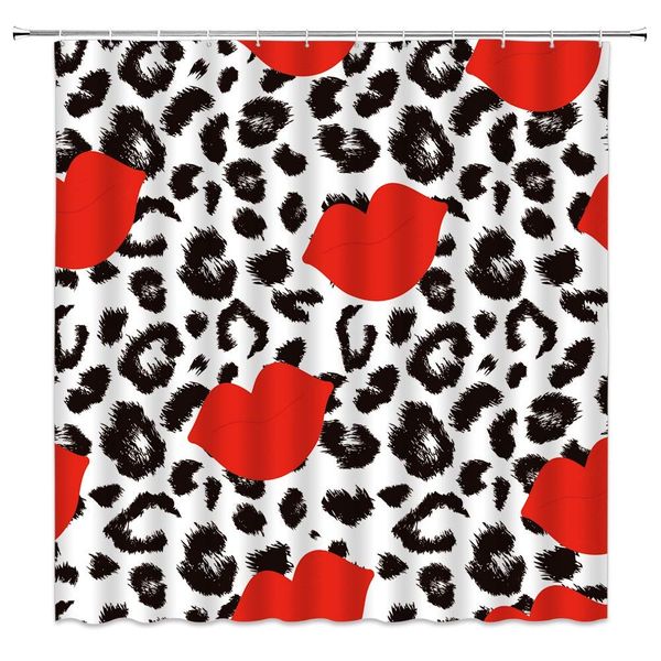 

leopard red lip shower curtain red lip bold love sign mix wild safari animal powerful panthera big cat leopard pattern
