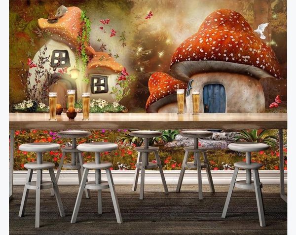 Пользовательские большие росписи 3D обои спальня живущие дети дети сказочная сказка мировой гриб современного стены