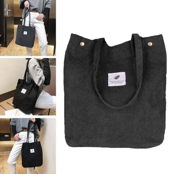 

shopping bags casual handbag for women bookbag litthing women's solid tote bag shoulder crossbody canvas corduroy pack z5r3