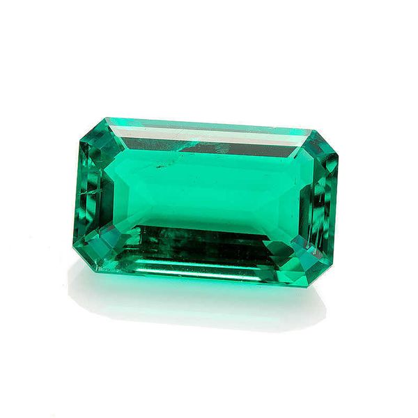 3 PZ 9 * 7 MM Verde Top Quality Emerald Cut diamante da laboratorio e 2 PZ triangolo about0.5CT bianco Moissanite Gemstone Factory Fine Jewelry H1015