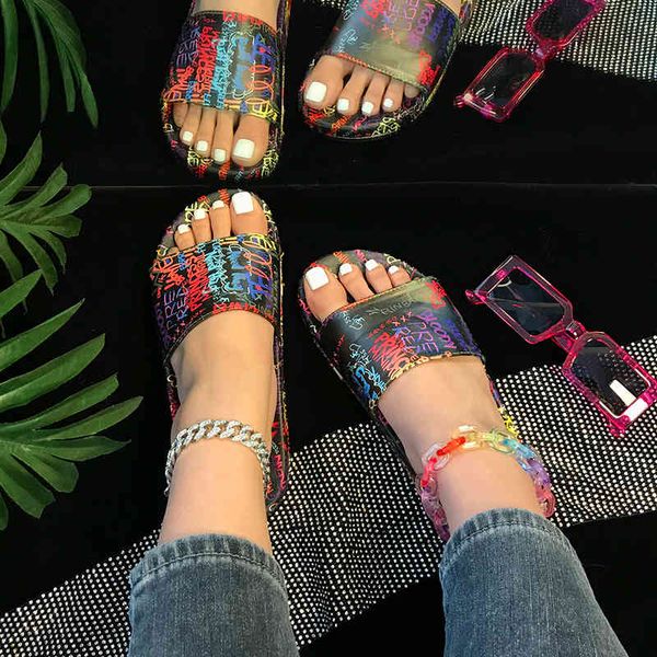 

dress shoes women's creative sandals graffiti, summer slippers s5hz, Black