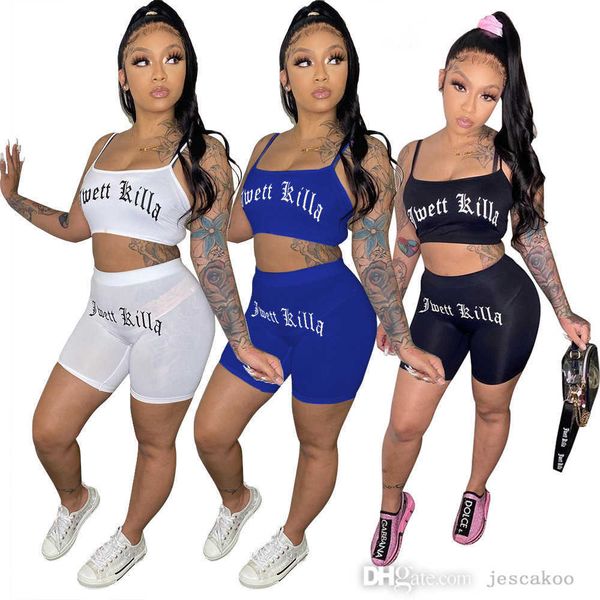 

designer summer women tracksuits letter printed 2 piece set shorts outfits casual clothing suspenders suits 8620, Gray