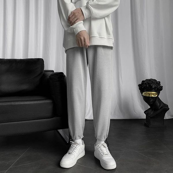 

autumn sweatpants men's fashion solid color casual pants men streetwear loose straight leg mens joggers track s-2xl, Black