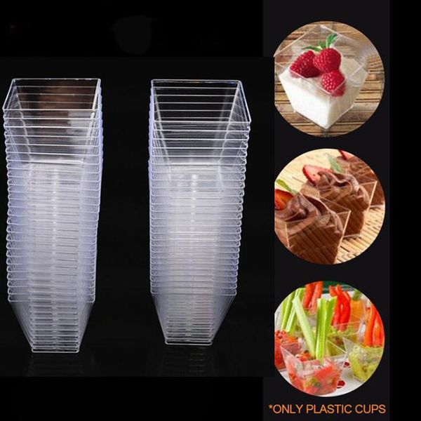 

disposable cups & straws 5pcs 60ml plastic portion clear transparent trapezoidal container