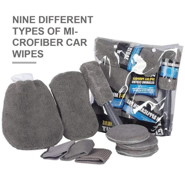 

car sponge 9pcs/set wash cleaning kit microfiber detailing washing tools towels blush glove polish applicator pads
