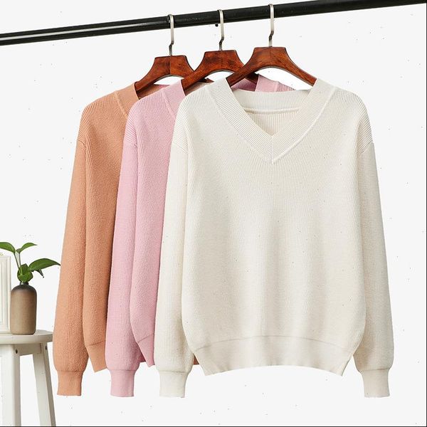 

oversized womens sweaters v neck women sweater autumn winter solid knitted pullover peppy style o female jumper pull femme, White;black