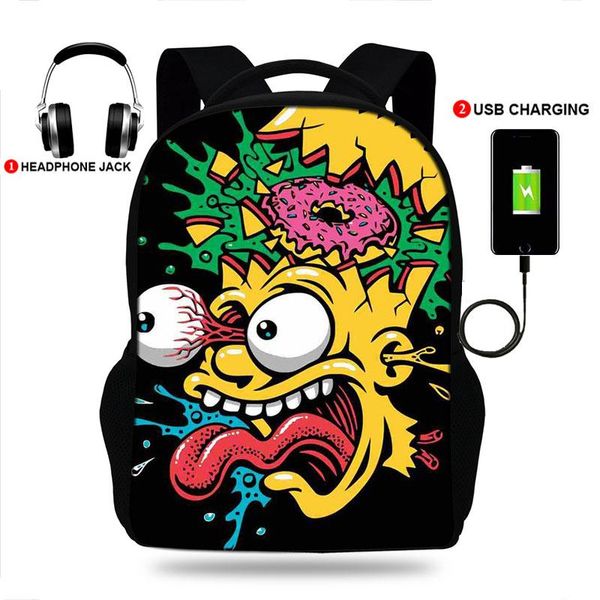 

backpack large capacity backpacks men school for teenage girls usb charging bag student horrow characters bagpack