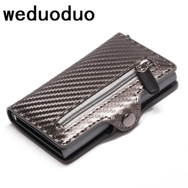 

card holders smart wallet holder 2021 men women multifunctional metal rfid aluminium box blocking travel, Brown;gray