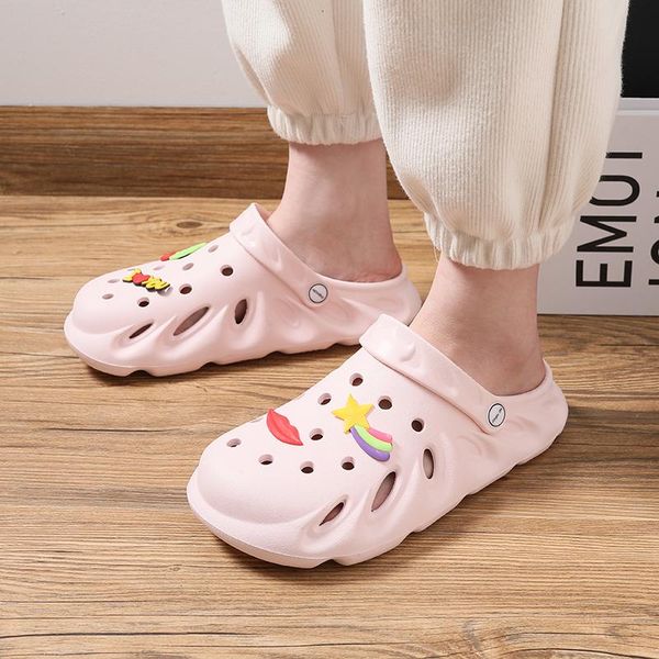 

sandals women outdoor hole shoes light cool flip flop slippers platform breathable beach garden, Black