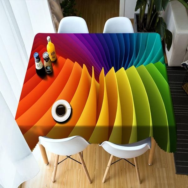 

fashion colorful lines round tablecloth home decor washable polyester cotton rectangular table cloth waterproof cover