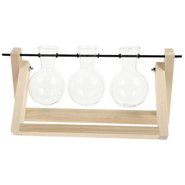 

vases 1 set tabledecoration glass wooden hydroponic adornment indoor decor