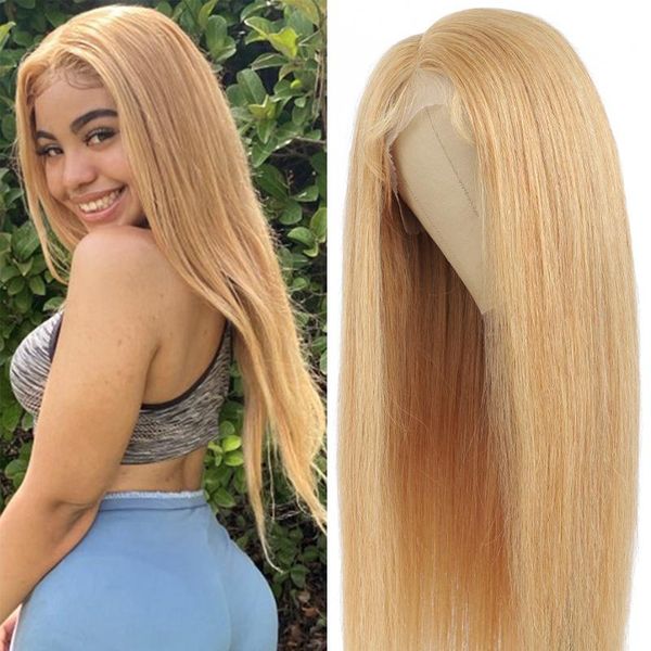 

lace wigs brazilian straight human hair honey blonde brown for black women remy part wig with baby kemy, Black;brown