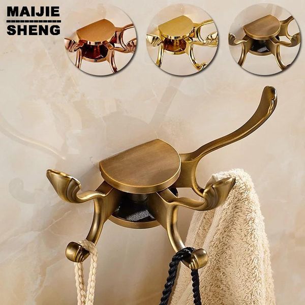 

robe hooks antique wall clothes rack cloth hook for bathroom hanger accessory rotation three