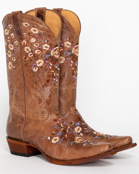 

boots women's floral embroidered western, Black