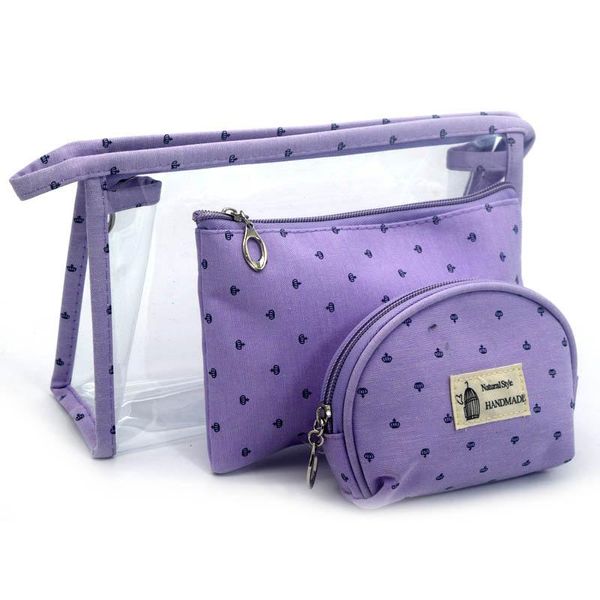 

cosmetic bags & cases 3pc women portable bag transparent travel organizer fashion zipper pvc waterproof toiletry makeup pouch
