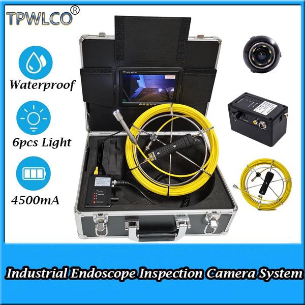 

7" lcd screen 20m industrial endoscope inspection camera system dvr function with 8gb card 17mm pipeline ip cameras