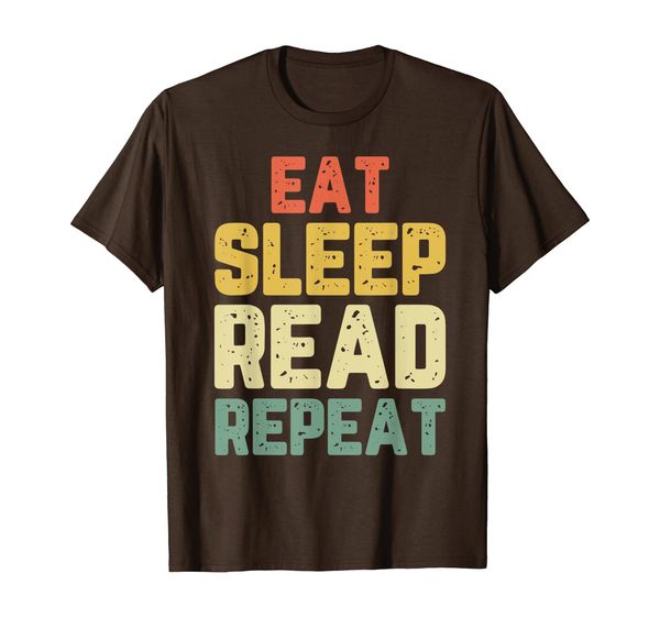 

eat sleep read book reading reader funny gift retro t-shirt, White;black