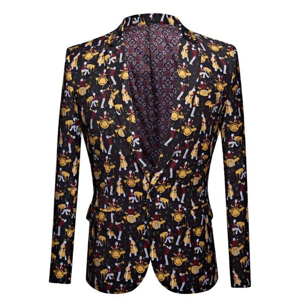 

men's suits & blazers tide party men casual blazer print violin pattern design dj club singer costume slim fit suit jacket coat, White;black