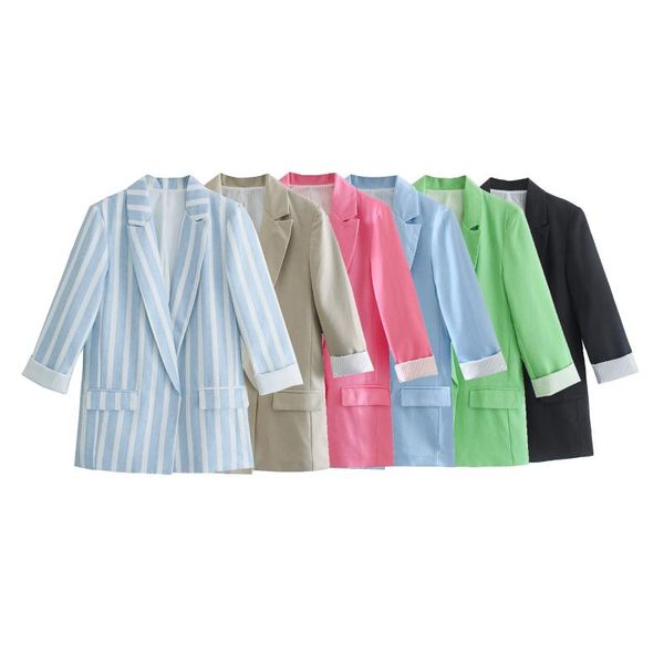 

women's suits & blazers multi-color elegant blazer office lady 2021 fashion vintage pockets outwear coat women summer chic female, White;black
