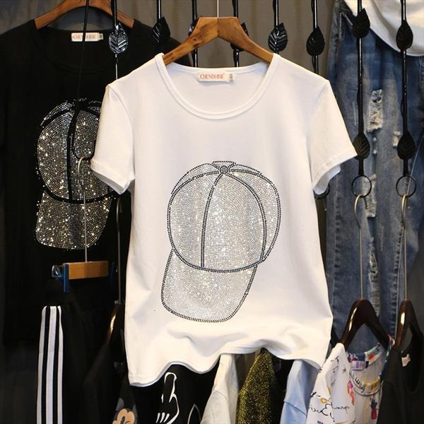 

drilling short sleeve cotton womens t shirt summer o neck casual tees tx002, White