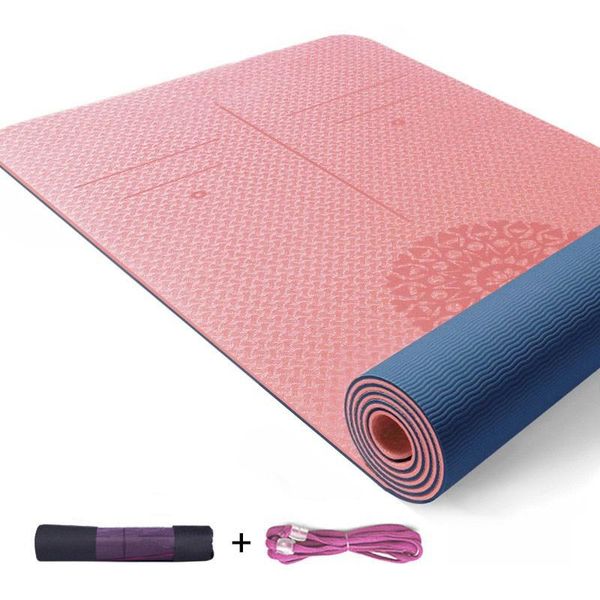 

yoga mats tpe mat for beginner non-slip sports exercise pad with line bag home gym fitness gymnastics pilates