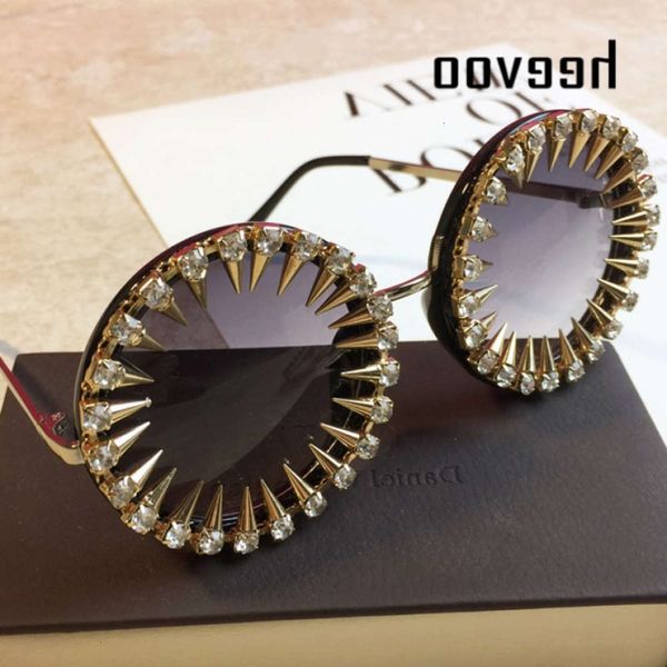 

sunglasses retro round punk style sunglasses women metal diamond sun gold crystal exaggeration eyewear glasses uv400, Black
