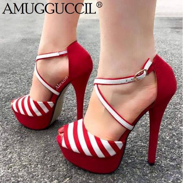 

plus big size 35-52 blue red buckle fashion high heel platform party wedding summer female women lady sandal l1028 sandals, Black