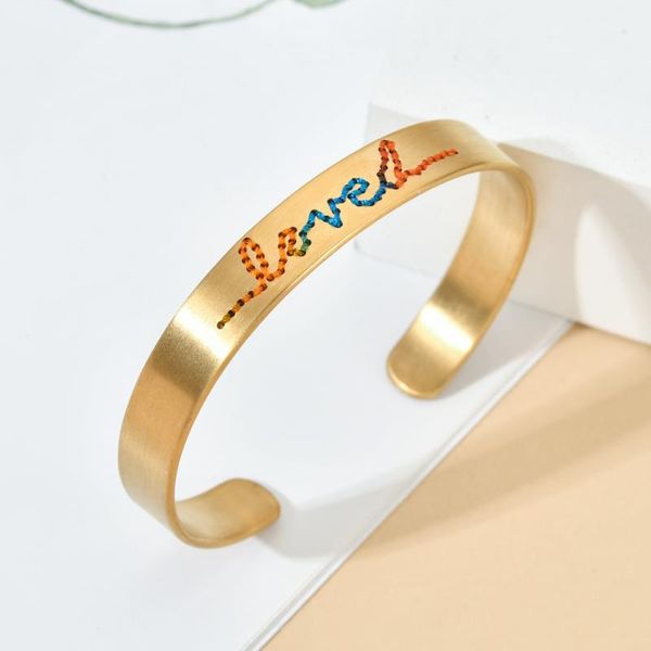 

charm bracelets boho handmade love letter stainless steel bangles trendy jewelry for women wedding brand gifts, Golden;silver