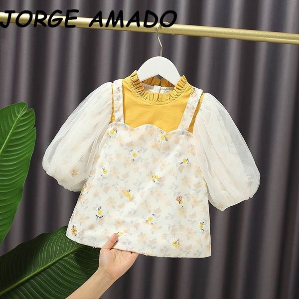 

girl's dresses autumn girls daisy gauze sleeve princess for kids clothes e20359 ckwc, Red;yellow