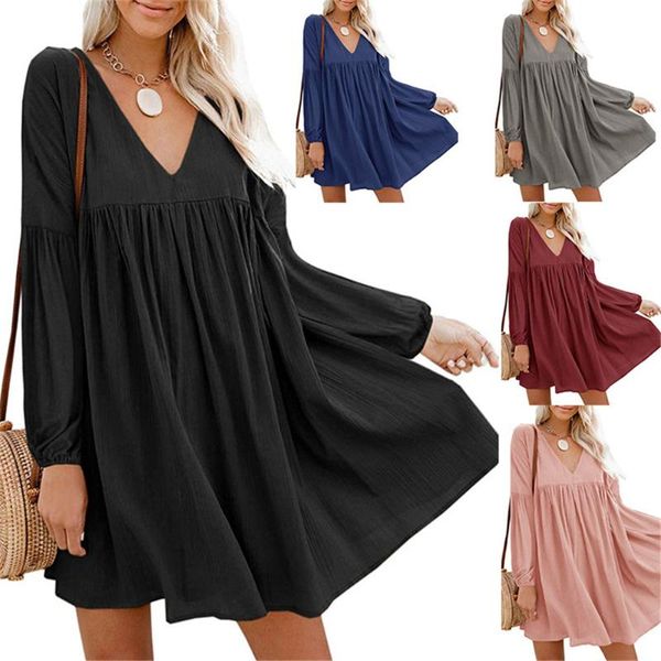 

casual dresses 2021 otoÃ±o-invierno nuevo estilo de las mujeres nuevos productos venta caliente europa y estados unidos fluida manga larga ve, Black;gray