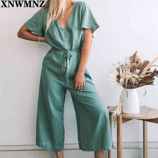 Frauen Sommer Kurzarm Schwarz Overall Frau Hohe Taille Spitze Up Strampler Lässige Insgesamt Femme Breite Bein Hosen 210520