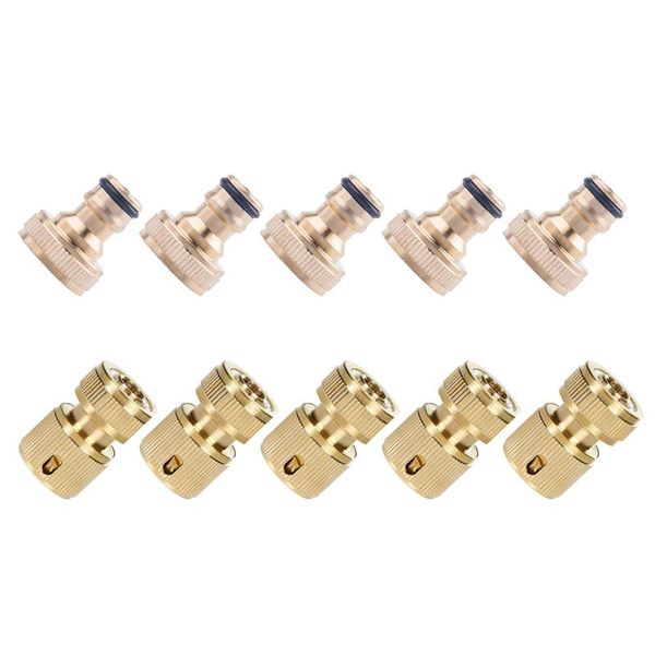 Equipamentos de rega 10pcs Mangueira de jardim Conector rápido Conections de tubo de água prática (dourado)