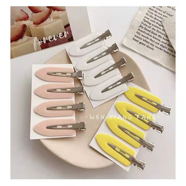 Girl Hairdressing Maquiagem Traceless Clip Bangs Headdress Duckbill Hairpin Escola Kindergarten Meninas Headwear Cores Cores Simples Metal Comércio Atacado