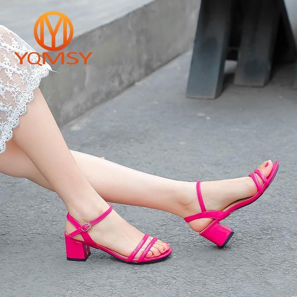 

sandals yqmsy fashion women's shoes casual square heel buckle strap classics office lady summer commute open toes as105, Black