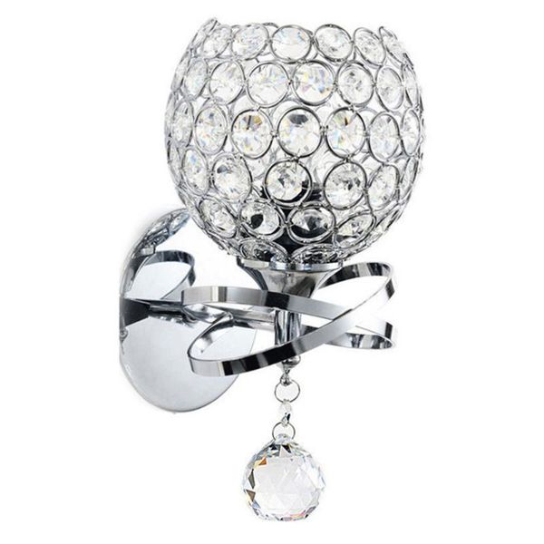 

iron bend tube wall light crystal bedside lamp modern home decor for bedroom living room (silver, without bulb)