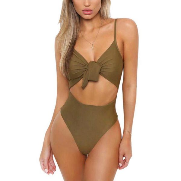 

printed women knotted bikini set push up swimwear female swimsuit high waist bathing suit cut one-piece suits