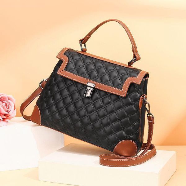 

evening bags women leather handbag messenger simple crossbody message bag diamond lattice shoulder black patchwork handle clutch