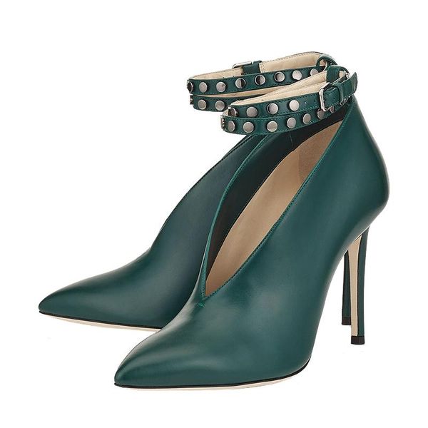 

dress shoes spring pu pointed toe pumps women shallow metal buckle strap high heels fashion ladies sapato feminino, Black