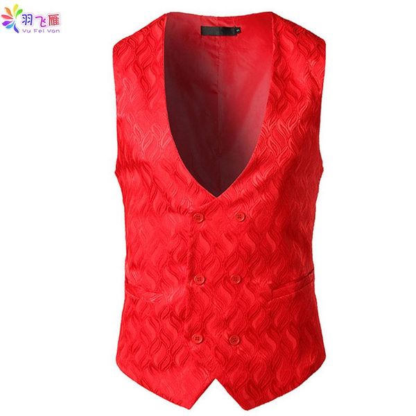 

men's vests yufeiyan 2021 casual men waistcoat vest suit slim fit male double breasted black formal business wedding mens, Black;white