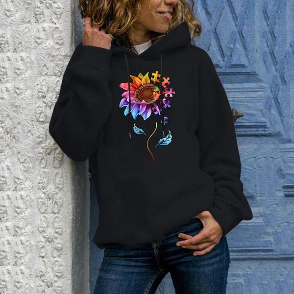 

women's hoodies & sweatshirts sweatshirt long sleeve hoodie jumper hooded pullover blouse 2021, Black
