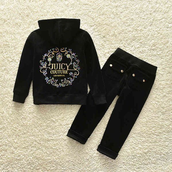 

pants fashion suits autumn and winter children's veet girls' sports leisure parent-child wear two-piece for big children girls, White