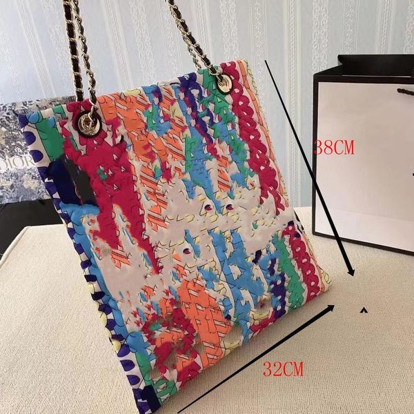 

women luxury shopping bag handbags canvas large capacity designer brand casual shoulder bags female chain tote big-bag