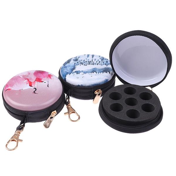 

round essential oil storage bag organizer case 1ml 2ml bottle travel portable nail polish carry holder bags