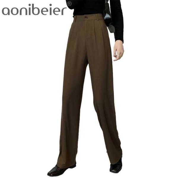 

spring long pants for women high waist summer fashion elegant casual office lady straight trouser 210604, Black;white