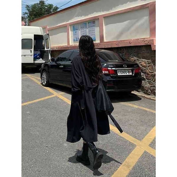 

windbreaker women 2021 new korean bai fried street small medium long autumn coat women's fashion, Tan;black
