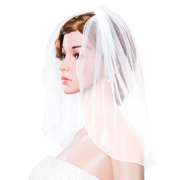 

bridal veils 1 tier imitation pearls white ivory wedding veil shoulder length, Black