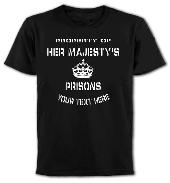 

hm prison t-shirt - customise text, fancy dress, funny, all sizes & colours, White;black