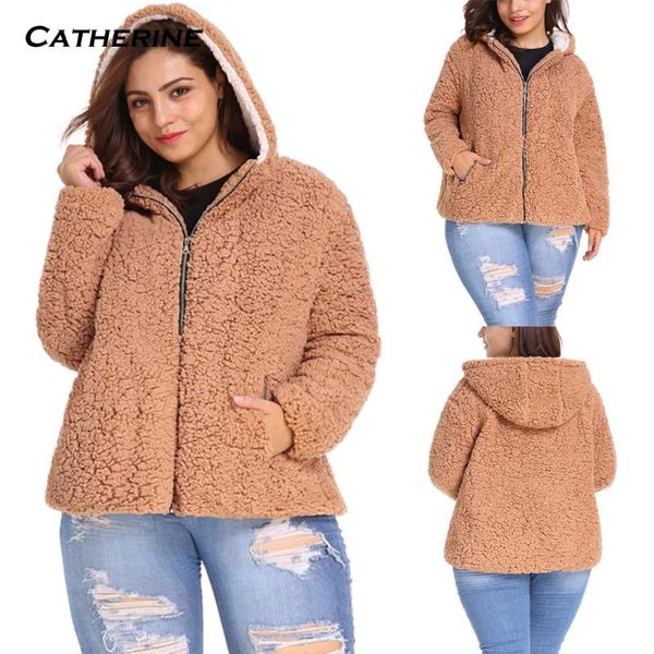 

winter coat women's casual plus size aesthetic zipper pocket hooded plush short autumn fashion jacket women outerwear jackets, Black;brown