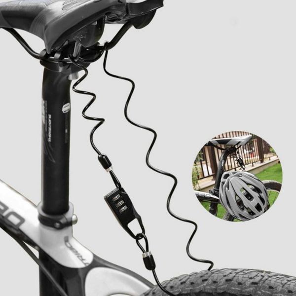 

bike locks black bicycle lock helmet wire rope code security equipment mtb anti-theft mountain